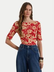 LAUREN RALPH LAUREN Bluzka 200P09078001 Czerwony Slim Fit. Czerwone bluzki damskie Lauren Ralph Lauren, l, bez wzorów, z bawełny, bez kołnierzyka, bez ramiączek. Za 329.99 zł.