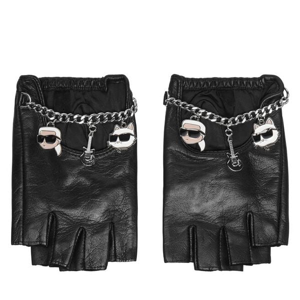 Rękawiczki KARL LAGERFELD. Czarne rękawiczki damskie KARL LAGERFELD, bez wzorów. Za 549.99 zł.