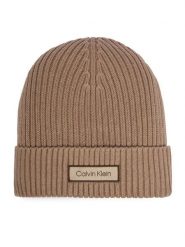 Calvin Klein Czapka LV04D8053G Beżowy. Brązowe czapki i kapelusze damskie Calvin Klein, na zimę, bez wzorów, z bawełny. Za 169.99 zł.
