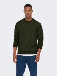 Only & Sons Bluza 22018683 Zielony Regular Fit. Zielone bluzy męskie Only & Sons, m, bez wzorów, z bawełny, bez kaptura. Za 79.99 zł.