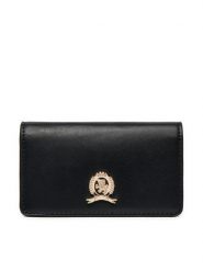 Tommy Hilfiger Portfel Luxe Leather Med Flap AW0AW16576 Czarny. Czarne portfele damskie Tommy Hilfiger, bez wzorów, ze skóry. Za 259.99 zł.