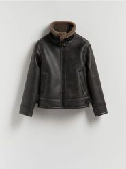 Kurtka z kołnierzem - brązowy. Brązowe kurtki męskie Reserved, l, bez wzorów, z tkaniny, bez kaptura. Za 359.99 zł.
