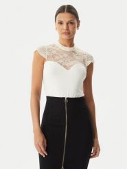 Rinascimento Body CFC0127525003 Biały Slim Fit. Białe bluzki damskie Rinascimento, l, bez wzorów, z syntetyku, bez kołnierzyka, bez ramiączek. Za 409.99 zł.