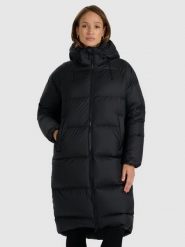 4F Płaszcz puchowy z wypełnieniem naturalnym damski - czarny XL. Czarne kurtki damskie 4f, na zimę, xl, bez wzorów, z puchu, bez kaptura. W wyprzedaży za 799.99 zł.