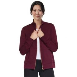 Bluza dresowa sportowa damska Go Walk Everywhere Full Zip Hoodless. Czerwone bluzy damskie Skechers, l, bez wzorów, z dresówki, bez kaptura, trekkingowe. Za 249.99 zł.