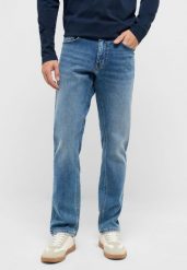 Męskie Spodnie jeansowe Mustang Style Oregon Slim K Denim Blue 1017431 5000 582. Niebieskie spodnie materiałowe męskie Mustang, l, bez wzorów, z denimu. Za 219.99 zł.