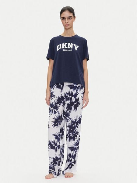 DKNY Piżama YI70052 Granatowy Regular Fit. Niebieskie piżamy damskie DKNY, m, bez wzorów, z wiskozy, bez ramiączek. Za 449.99 zł.