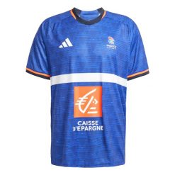 Koszulka France Handball Replica. Niebieskie koszulki sportowe męskie Adidas, bez wzorów, z materiału, bez kołnierzyka, bez ramiączek, do piłki ręcznej. Za 399.00 zł.