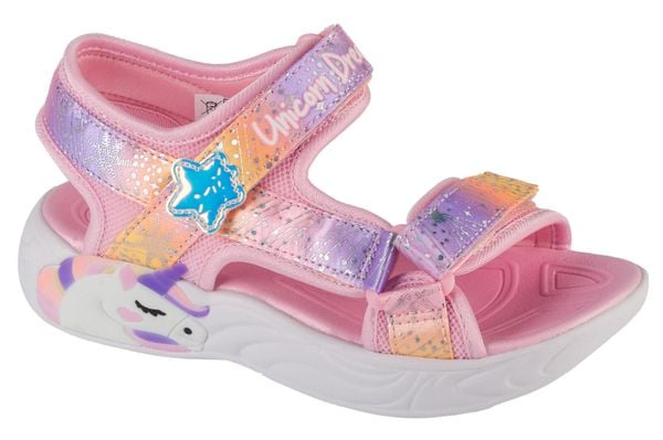 Sandały SKECHERS 302682L Rose. Czerwone sandały damskie Skechers, bez wzorów, z materiału, bez obcasa, bez zapięcia. Za 219.99 zł.