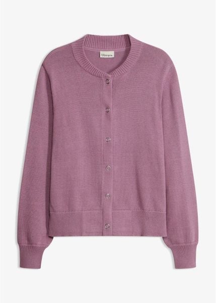 Kardigan z czystej bawełny. Fioletowe kardigany damskie bonprix, bez wzorów, z bawełny. Za 149.99 zł.