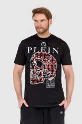 PHILIPP PLEIN Czarny męski t-shirt skull. Czarne t-shirty męskie Philipp Plein, l, bez wzorów, bez kołnierzyka. W wyprzedaży za 1,299.99 zł.