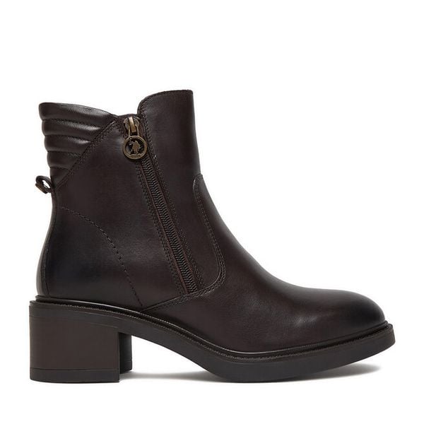 Botki U.S. Polo Assn. Brązowe botki damskie U.S. Polo Assn., bez obcasa, na słupku, bez zapięcia. Za 429.99 zł.