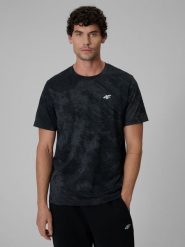 4F T-shirt regular z nadrukiem męski - czarny XXL. Czarne koszulki sportowe męskie 4f, m, bez wzorów, z bawełny, klasyczne, bez kołnierzyka. Za 89.99 zł.
