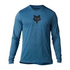 Koszulka rowerowa męska Fox Ranger Tru Dri SS Jersey. Niebieskie bluzy męskie FOX, z jersey, bez zapięcia, rowerowe. Za 255.00 zł.
