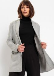 Długi żakiet z dżerseju z kieszeniami. Szare żakiety damskie bonprix, bez wzorów, z dżerseju. Za 169.99 zł.