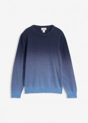 Sweter z cienkiej dzianiny w cieniowanym kolorze. Niebieskie swetry dla chłopców bonprix, bez wzorów, z dzianiny, bez kołnierzyka, bez kaptura. Za 84.99 zł.