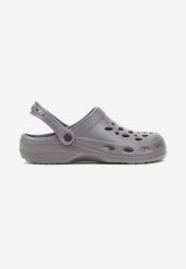Szare Płaskie Piankowe Klapki z Paskiem Podtrzymującym Piętę z Ozdobnymi Wycięciami Crannes. Szare klapki męskie Born2be. Za 24.99 zł.