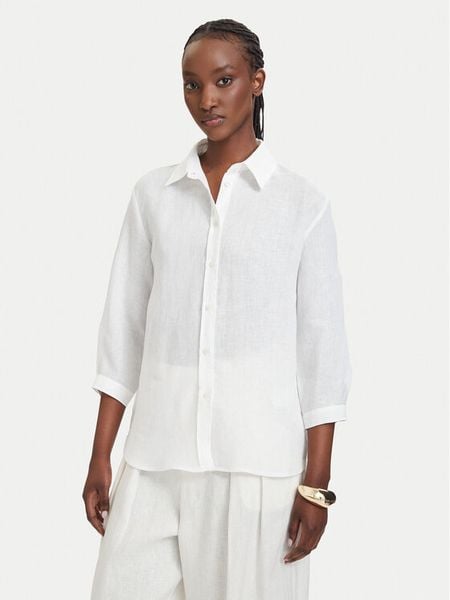 Marella Koszula Girello 2615111122 Biały Regular Fit. Białe bluzki damskie Marella, bez wzorów, ze lnu, bez kołnierzyka, bez ramiączek. Za 499.99 zł.
