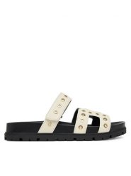 Guess Klapki FLPFAS ELE03 Écru. Klapki damskie Guess, z aplikacjami, ze skóry, bez obcasa. Za 459.99 zł.