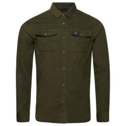 Sztruksowa koszula Superdry Trailsman. Zielone koszule męskie Superdry., l, z aplikacjami, z bawełny, eleganckie, bez kołnierzyka, bez ramiączek. Za 270.00 zł.