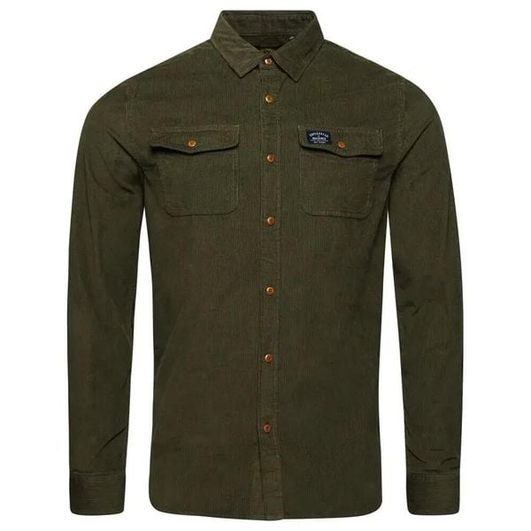 Sztruksowa koszula Superdry Trailsman. Zielone koszule męskie Superdry., l, z aplikacjami, z bawełny, eleganckie, bez kołnierzyka, bez ramiączek. Za 280.50 zł.