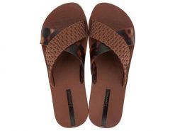 Klapki damskie Ipanema Sense Slide. Brązowe klapki damskie Ipanema, bez wzorów, z materiału, bez obcasa. Za 119.99 zł.