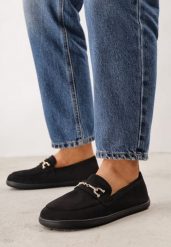 Czarne Mokasyny w Stylu Barefoot z Ozdobną Klamrą i Miękką Wkładką Saied. Czarne mokasyny damskie Born2be, eleganckie. Za 99.99 zł.