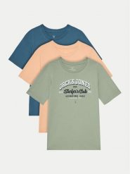 Jack & Jones Junior Komplet 3 t-shirtów JJelogo Tee Ss O-Neck 12278395 Kolorowy Regular Fit. T-shirty dla chłopców Jack & Jones Junior, bez wzorów, z bawełny, bez ramiączek. Za 99.99 zł.