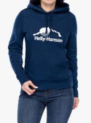 Bluza z kapturem damska Helly Hansen Nord Graphic Pullover Hoodie. Niebieskie bluzy damskie Helly Hansen, xs, bez wzorów, z bawełny, z kapturem. Za 384.50 zł.