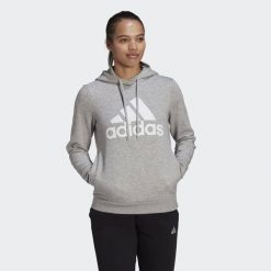 Adidas Essentials Hoodie Szary L. Białe bluzy sportowe damskie Adidas, l, bez wzorów, z kapturem, na fitness i siłownię. Za 199.00 zł.