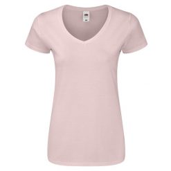 Koszulka Damska Iconic 150 Z Dekoltem V. Czerwone koszulki sportowe damskie Fruit of the Loom, s, bez wzorów, bez kołnierzyka, bez ramiączek, trekkingowe. Za 40.99 zł.