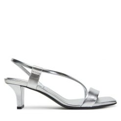 Sandały Calvin Klein. Szare sandały damskie Calvin Klein, bez wzorów, bez obcasa, na słupku, bez zapięcia. Za 519.99 zł.