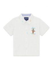 Guess Koszula N6GH04 WBHQ1 Biały Regular Fit. Białe koszule dla chłopców Guess, z aplikacjami, z bawełny, bez kołnierzyka, bez ramiączek. Za 194.99 zł.