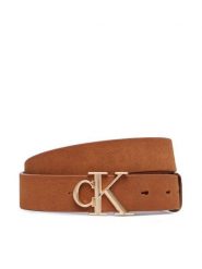 Calvin Klein Pasek Damski Round Ck Buckle Suede LV04F7144G Brązowy. Brązowe paski damskie Calvin Klein, bez wzorów, ze skóry. Za 249.99 zł.