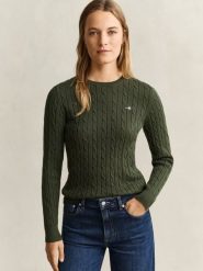 Gant Sweter Kobiety zielony, XL. Zielone swetry damskie GANT, xl, bez wzorów, z bawełny, eleganckie, bez kołnierzyka, bez ramiączek, bez kaptura. Za 699.95 zł.