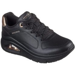 Buty sportowe damskie Skechers Uno Icon Idolized Air. Czarne obuwie sportowe damskie Skechers, bez wzorów, z materiału. Za 490.00 zł.