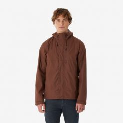 Kurtka turystyczna męska Quechua NH500 wodoodporna. Brązowe kurtki sportowe męskie QUECHUA, l, bez wzorów, z materiału, trekkingowe. Za 159.99 zł.