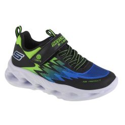 Buty do chodzenia Skechers Vortexflash. Czarne obuwie sportowe damskie Skechers, bez wzorów, z materiału, trekkingowe. Za 219.99 zł.