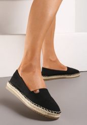Czarne Płaskie Casualowe Espadryle w Stylu Boho Lephea. Czarne espadryle damskie Renee, na lato, bez wzorów, boho, bez obcasa, na płaskiej podeszwie, bez zapięcia. Za 54.99 zł.