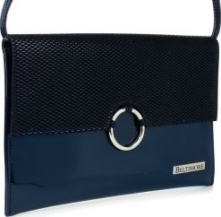 Beltimore Granatowa oryginalna damska torebka kopertówka na pasku usztywniana W63. Kopertówki damskie Beltimore, bez wzorów, bez dodatków. Za 74.79 zł.