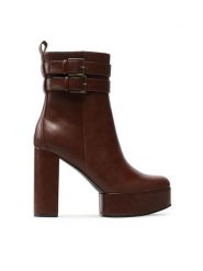 Jenny Fairy Botki PLATFORM-01KW Brązowy. Brązowe botki damskie Jenny Fairy, ze skóry, bez obcasa, na słupku, bez zapięcia. Za 159.99 zł.