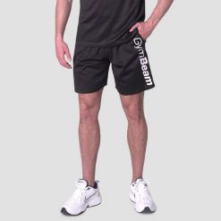 Szorty męskie fitness regular czarne Mesh Essence. Czarne krótkie spodenki sportowe męskie GYMBEAM, m, bez wzorów, z materiału, na fitness i siłownię. Za 55.90 zł.