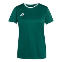 Koszulka damska adidas Entrada 26 Jersey. Zielone koszulki sportowe damskie Adidas, bez wzorów, z jersey, sportowe, bez kołnierzyka. Za 60.99 zł.