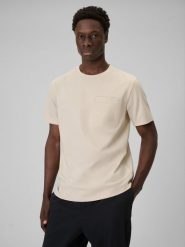 4F T-shirt regular gładki męski - beżowy XXL. Brązowe t-shirty męskie 4f, m, bez wzorów, z bawełny, bez kołnierzyka. Za 79.99 zł.