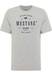 Męski T-Shirt Mustang Style Alex Mid Grey Mélange 1018003 4140. Szare t-shirty męskie Mustang, m, bez wzorów, bez kołnierzyka. Za 79.99 zł.
