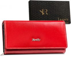 Portfel skórzany Rovicky R-RD-12-GCL Red-Multi czerwony. Czerwone portfele damskie ROVICKY, bez wzorów, ze skóry. Za 84.99 zł.