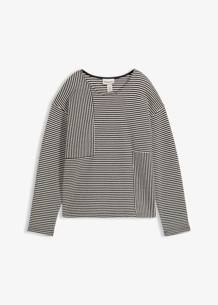Sweter z dżerseju. Czarne swetry damskie bonprix, bez wzorów, z dżerseju, bez kołnierzyka, bez ramiączek, krótkie, bez kaptura. Za 109.99 zł.