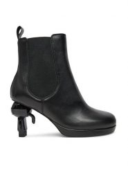 KARL LAGERFELD Botki KL39044 Czarny. Czarne botki damskie KARL LAGERFELD, ze skóry, bez obcasa, na słupku, bez zapięcia. Za 539.99 zł.