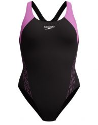 Strój kąpielowy damski Speedo HyperBoom Racerback. Czarne kostiumy jednoczęściowe damskie Speedo, s, bez wzorów, z elastanu, na fitness i siłownię. Za 119.99 zł.