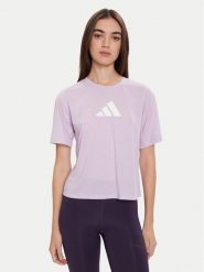 Adidas Koszulka techniczna Train Essentials Big Logo JY2183 Fioletowy Regular Fit. Fioletowe koszulki sportowe damskie Adidas, s, bez wzorów, z syntetyku, bez kołnierzyka, bez ramiączek, na fitness i siłownię. Za 109.99 zł.